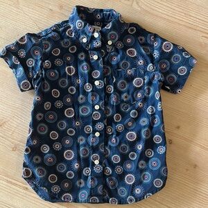 jCrew Crewcuts Kids Navy Blue Patterned Shirt Size 3